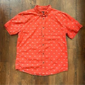PRANA button down short sleeve top, made in India, size XL